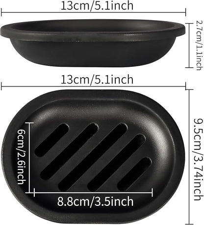 Topsky Soap Dish for Shower, 4pcs Dishes with Drip Tray, Bar Holder with Drain for Kitchen Sink, Keeps Soap Dry, Black