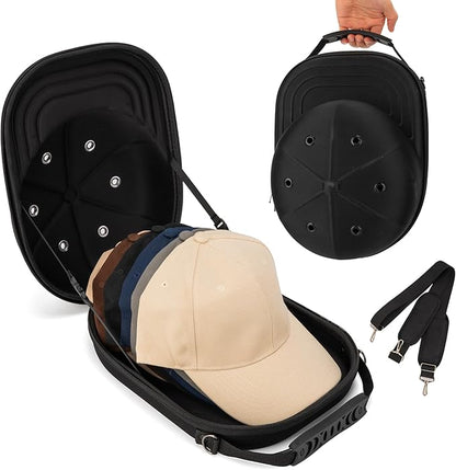 Hat Travel Case, Hat Carrier Travel Case with Adjustable Shoulder Strap, Hat Organizer Baseball Caps Holder for 6 Baseball Caps, Perfect for Traveling & Home Storage, Small