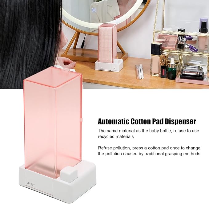 Automatic Cotton Dispenser Clear, Minimalist Modern Design Caddy for Home Bathroom Easy Refill Space Saving Storage