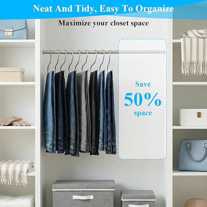 Blanket Hangers Open-Ended 10 Pack Heavy Duty Space Saving Jeans/Quilt/Trouser/Pants Hangers for Men WomenThick Stainless Steel Multi Purpose Non-Slip Hanger for Pants Scarf Trousers Han
