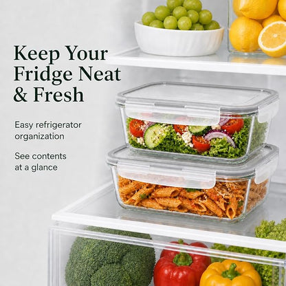 2 Pack 63oz Large Glass Storage Containers with Lids Big Meal Prep Food Container Set for Storing food, vegetables or fruits, BPA Free, Freezer Dishwasher Oven Safe (gray)