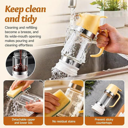 2026 New Dispensador De Leche Condensada, Glass Honey Dispenser with Stand No Drip, Maple Syrup Dispenser for Coffee and Tea Daily Use, Activities, Or Demonstrations (Yellow2 350ML)
