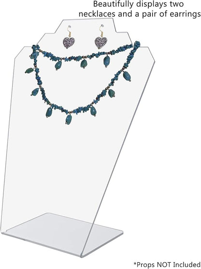 Marketing Holders 12 Pack Jewelry Display Counter Stand 8.5" x 11" Clear Acrylic Slant Back Holds Necklaces Bracelets and One Set of Earrings Craft Shows Markets Department Stores Bridal Shops