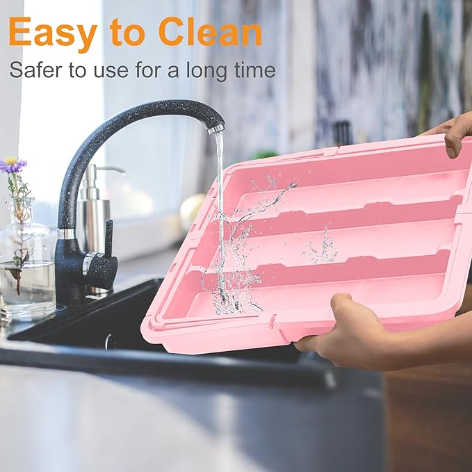Homecor Utensil Drawer Organizer for Kitchen, Expandable Silverware Organizer Cooking Utensils Tray, Large Cutlery and Flatware Holder, Kitchen Tools & Gadgets Storage (Pink)