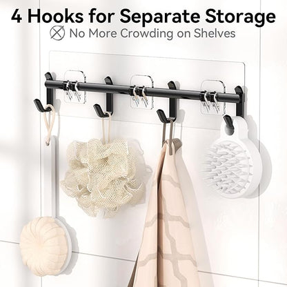 YASONIC Shower Caddy Adhesive, 100% Rustproof Shower Organizer with Soap Holder, 6 Pack Large Capacity shower Shelves for Inside Shower, No Drilling Bathroom Organizers and Storage for Home Decor