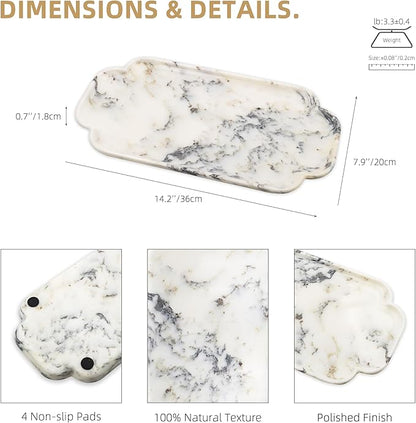 Marmor Marble Perfume Tray Bathroom Tray for Decorative,Candles,Jewelry Stone Vanity Tray,Kitchen Counter Decor and Home Decorative Tray(Calacatta Marble) Jewelry Tray Unique Festival Gifts