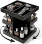 360° Rotating Cologne Organizer for Men - Heavy-Duty Wood Grooming Station | Perfume Stand & 9-Compartment Dresser Display for Shaving Kit, Skincare & EDC. Luxury Gift for Husband, Dad & Son, Black