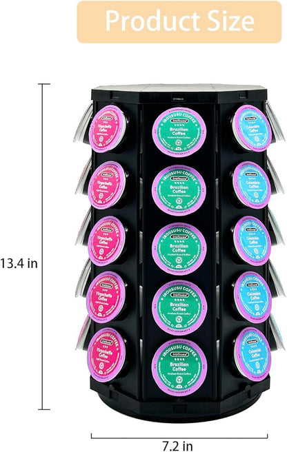 K Cup Coffee Pod Holder Storage Carousel Organizer Stand Compatible with 40 K-Cup Pods(Black-001)