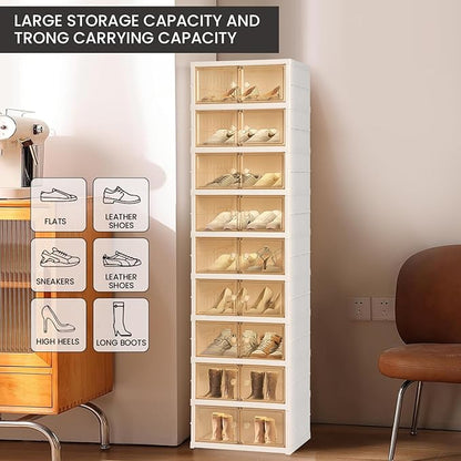 Portable Extra Large Folding Shoe Rack, Shoe Organizer Storage Box for Closet With Magnetic Clear Door, Shoe Storage Cabinet for Living Room, Entryway(9 layers—18 Pairs, Style-A)