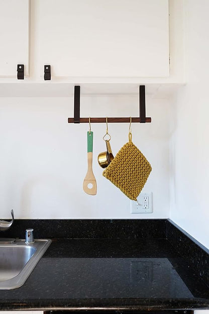 Hanging Under-Cabinet Multipurpose Rack Storage Rail, Under-shelf Storage, utensil, pot & pan suspended leather storage Hanger cup hook