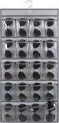 Hanging Sunglasses Organizer Wall Mounted Eyeglasses Holder with 20 Clear Slots (GREY)