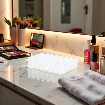 1Pc Eyeshadow Palette Makeup Money Storage Rack for Bathroom Vanity Countertop Cosmetic Display Cases 7 Compartments Heavy Duty Multifunctional Desktop Cash Cosmetic Holder Organizer（Transparent）