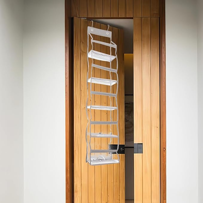 Multi-layer Over The Door Shoe Organizer Bag Transparent PVC Hanging Storage for Closet and Home Lightweight Reusable Multi-purpose Hanging Bag for Shoes and Accessories