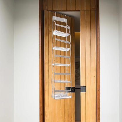 Multi-layer Over The Door Shoe Organizer Bag Transparent PVC Hanging Storage for Closet and Home Lightweight Reusable Multi-purpose Hanging Bag for Shoes and Accessories