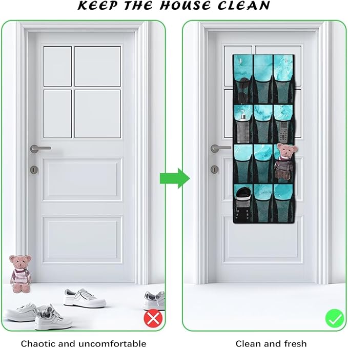 Generic Blue Marble Over The Door Shoe Organizer Hook Design Shoes Rack Storage Organizer Over The Door Can Be Easily Folded Into A Flat Shape for Easy Storage and Carrying