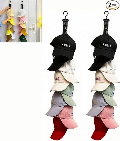 2 Pack-Over the Door Hat Organizer | Oxford Cloth Back of Door Hat Organizer for Baseball Caps & Cap Holder Organizers for Door Holds 16 Caps | Hats Accessories for Baseball Cap Storage