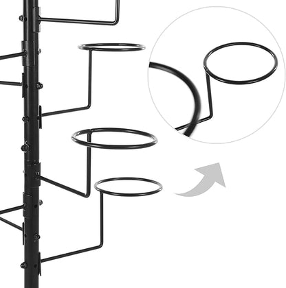 MyGift Large Free Standing Hat Rack Stand, Baseball Cap Organizer Holder, Retail Wig Display with 20 Customizable Circular Hooks, Cowboy Hat Tree, Black Metal