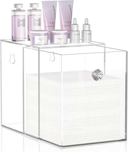 Delamu Clean Skin Club Face Towels Holder, Stackable Acrylic Organizer Compatible with Clean Skin Club Towel XL, Bathroom Vanity, Dresser Holder, Dustproof Multipurpose for Makeup, Skincare, Clear