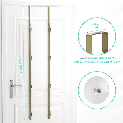HapiRm Over Door Hat Rack - 2 Packs Hat Organizer with 8 Hooks Design, Hanging Baseball Cap Organizer Storage Holds Up to 40 Caps for Door, Bedroom, Closet (Gold)
