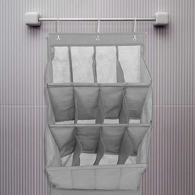 SHERCHPRY Door Shoe Organizer 12-grid Foldable Hanging Shoe Rack Wall-mounted Breathable Storage Bag for Boots Sneakers Slippers Closet Door Storage