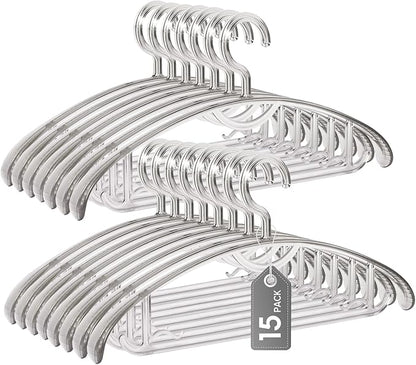 Clear Plastic Hangers, 16" Heavy Duty Clothes Hangers, Durable Closet Hanger for Shirt, Coat and Dress(15 Pack)