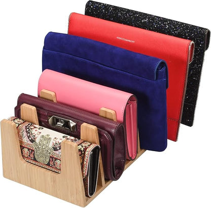 MobileVision Bamboo Pot Lid Holder Organizer for Storage in Cabinets or Kitchen Countertops, 6 Sections