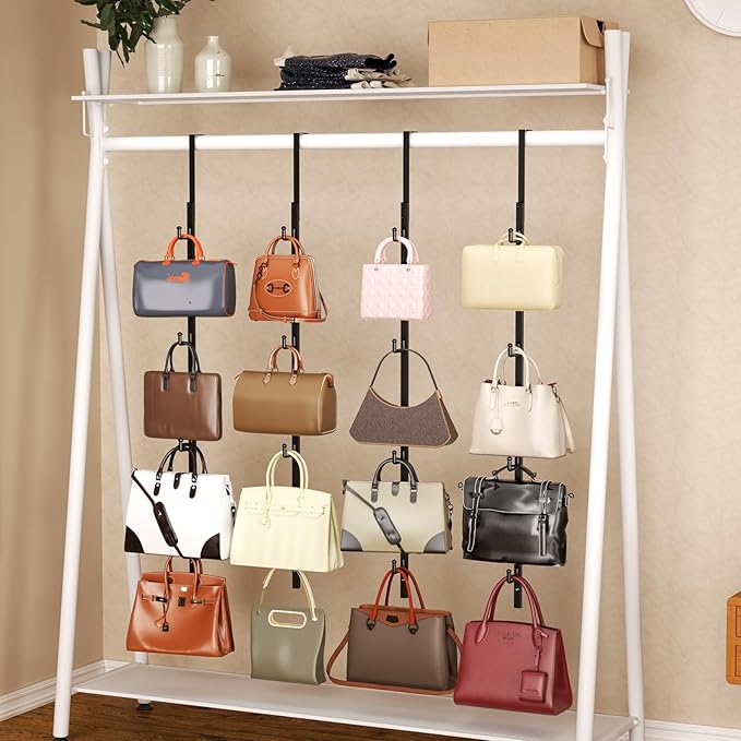 SWTYMIKI Over Door Hat Rack - 4 Packs Metal Hanging Hat Organizer with 16 Hooks Design, Baseball Cap Hanger Organizer Storage Holds up to 80 Caps for Door, Bedroom, Closet