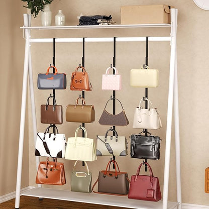 SWTYMIKI Over Door Hat Rack - 4 Packs Metal Hanging Hat Organizer with 16 Hooks Design, Baseball Cap Hanger Organizer Storage Holds up to 80 Caps for Door, Bedroom, Closet