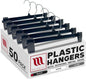 Mainetti Black Plastic Clothes Hangers 50 Pack | 12-Inch Space Saving Hangers with 360 Swivel Metal Hook & Non-Slip Clips | Closet Hangers Ideal for Pants, Skirts, Slacks and Shorts (6012BRSEMN50)