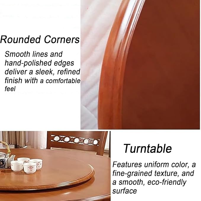 Large Lazy Susan Turntable, Wooden Round Tray Rotating for Dining Table Top Centerpiece Silent Smooth SpinBy Hand Kitchen Turntable Organizer, Easy to Clean (Black, 28 in)