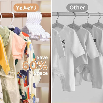 Baby Hangers 60 Pack 10.35 & 11.97 Inch Each 30 Pack Kids Clothes Hangers Plastic Infant Hangers for Closet Infant & Children Clothing Pants Coats Skirts (White)