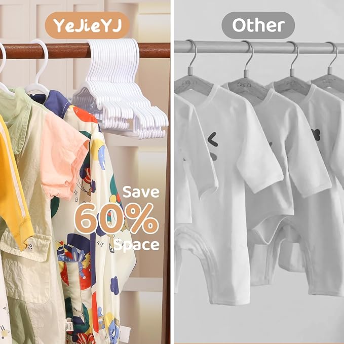 Baby Hangers 100 Pack 11.97 Inch Kids Clothes Hangers Plastic Infant Hangers for Closet Children & Teenager Clothing Pants Coats Skirts (White)