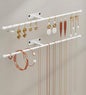 Wall Hanging Jewelry Organizer: 12.6'' Necklace Holder for Earring, Bracelet, Rings, Hairband, Glasses, White 2-Pack, Screws Included
