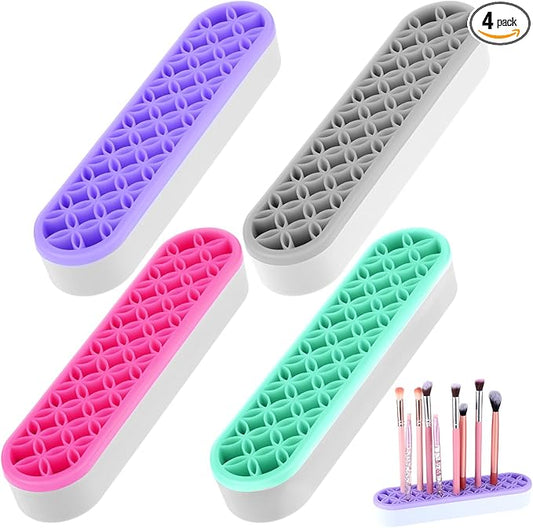 4 Pcs Silicone Makeup Brush Holder, Multipurpose Cosmetic Organizer, Pen Holder for Desk, Storage Box, Sewing Tool, Beauty Tool, Scissors, Toothbrush Holders