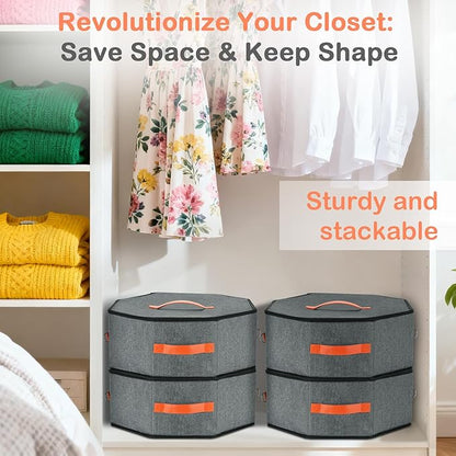 VZZNN 4 Pack Hat Storage Boxes, with Hardboard Support, Cowboy Hat Box for Travel & Home Organization, with 4 Door Hooks for Women & Men(Grey)