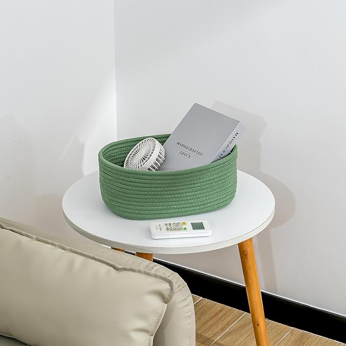 CubesLand Woven Basket for Organizing/Storage,Cube Shelf Closet Storage Baskets Bins,Long-lasting &Skin-friendly Toy Storage Basket,Stylish Room Decor Basket,Rope Basket,Green Basket for Shelves