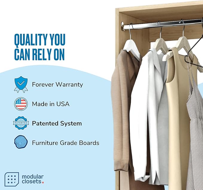 Modular Closets Vista Collection Medium Hanging Wood Built in Closet Organizer Unit (Oak, 28.5" Wide)