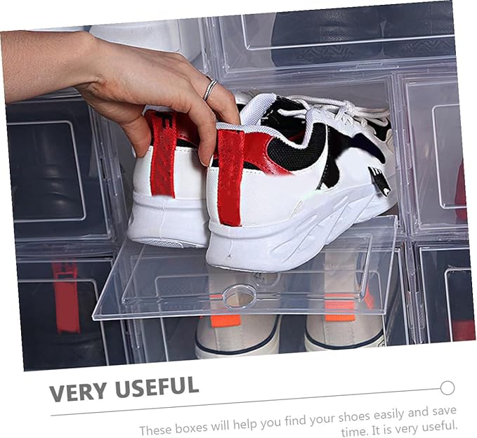 4Pcs Transparent Stackable Shoe Boxes PP Plastic Storage Containers for Closet and Hallway Organization Space-saving Shoe Organizer with High Load Capacity for Home Use