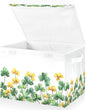senya St. Patrick's Day Baskets Collapsible Storage Bins with Lids, Border Of Green Clover Yellow Flowers Storage Boxes Clothes Baskets for Organizing