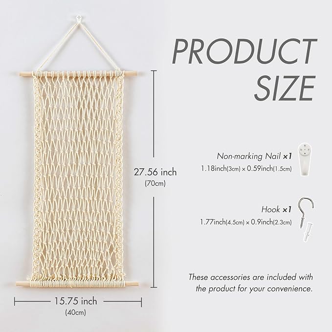Pretty Jolly Macrame Hair Clips Accessories Organizer Hairbow Holder Rack for Girl Clips Storage Claw Clip Ornaments Keeper for Girls Room Wall Hanging Decor(Yellow)