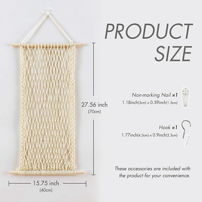 Pretty Jolly Macrame Hair Clips Accessories Organizer Hairbow Holder Rack for Girl Clips Storage Claw Clip Ornaments Keeper for Girls Room Wall Hanging Decor(Yellow)