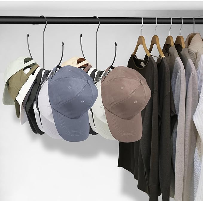 hat Hanger hat Hangers for Closet hat Organizer for Closet Set of 2 hat Rack for Closet Baseball hat Storage Hanger for Hats in Closet Black