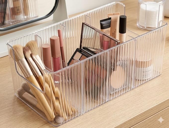 Drawer Organizer for Belt, Tie, Wallet & Accessories | Transparent Belt Storage Box with Removable Dividers – Slim Closet Organizer, Space-Saving Design, Customizable Compartments (1)