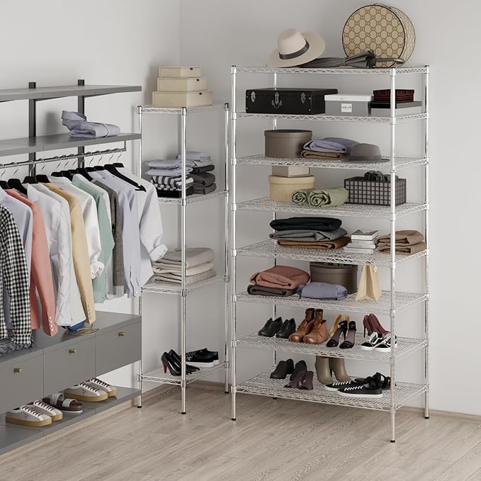 24" Deep x 42" Wide x 86" Height Wire Shelving Kit | 8-Tier | NSF Commercial Storage Rack Unit