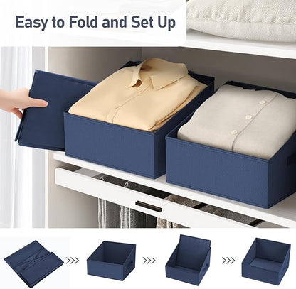 DIMJ Closet Storage Bins 6 Pack - Fabric Trapezoid Closet Organizer Bin, Foldable Storage Baskets for Shelves, Shelf Organizer, Clothing Storage Box for Toys, Books, Towel, Clothes