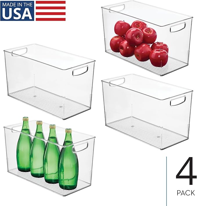 iDesign Plastic Storage Bin with Handles for Household Storage - Set of 4 - Clear - Made in USA