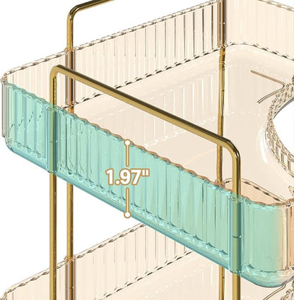 3-Tier Corner Bathroom Counter Organizer, Plastic Bathroom Organizer Countertop, Makeup Organizer for Vanity Perfume Tray Holder for Corner Storage, Amber