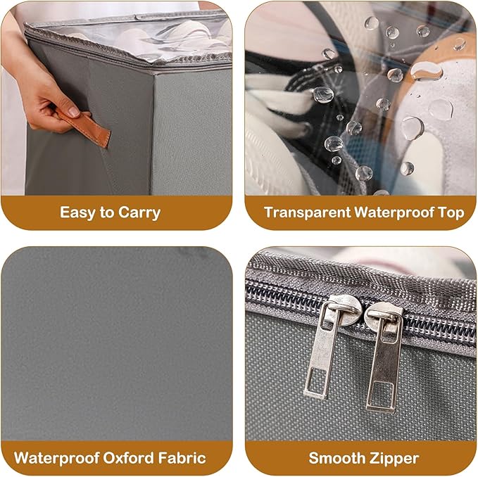 Shoe Storage Bag with Transparent Cover and Sturdy Handles, Ideal for Closet Organization, Stores Sneakers, Sandals, Slippers, Holds Up to 6 Pairs