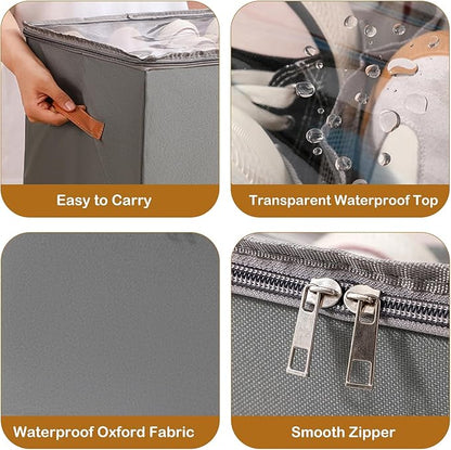 Shoe Storage Bag with Transparent Cover and Sturdy Handles, Ideal for Closet Organization, Stores Sneakers, Sandals, Slippers, Holds Up to 6 Pairs