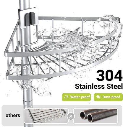 Aitatty Standing Shower Caddy Corner: 4-tier Rustproof Shower Organizer Shelf - Floor Shower Corner Shelf Rack Stand for Bathroom Chrome